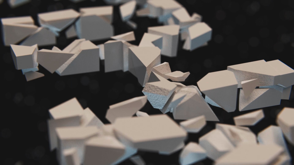 Music visualization with 3D pieces