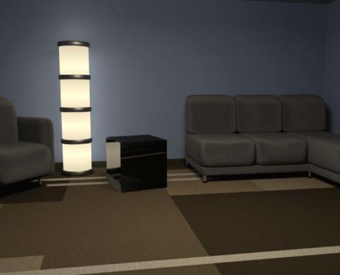 3d interior designed living room down with blender 3d