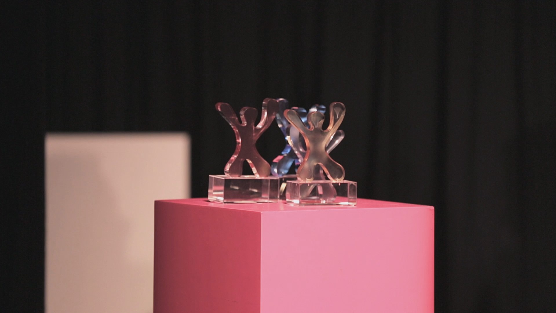Four trophies of the GWA Junior Agency Award shot by a film producer