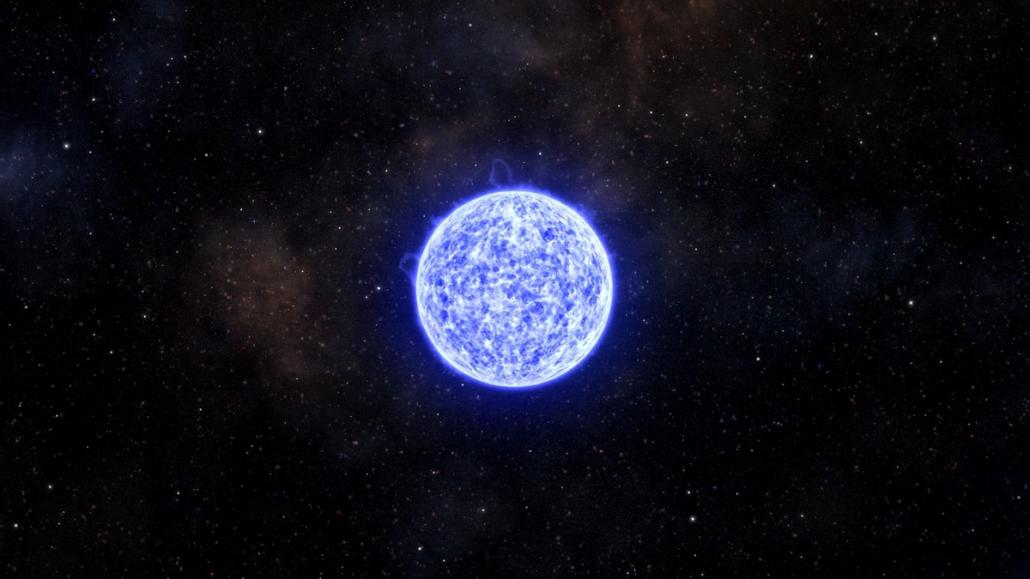 In the picture we see the stable state in the life cycle of a star. The star can be seen in the center of the picture as a blue-white ball of energy.