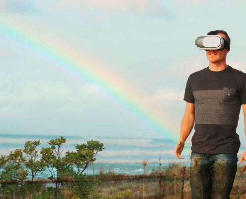 a man watching a VR film with glasses