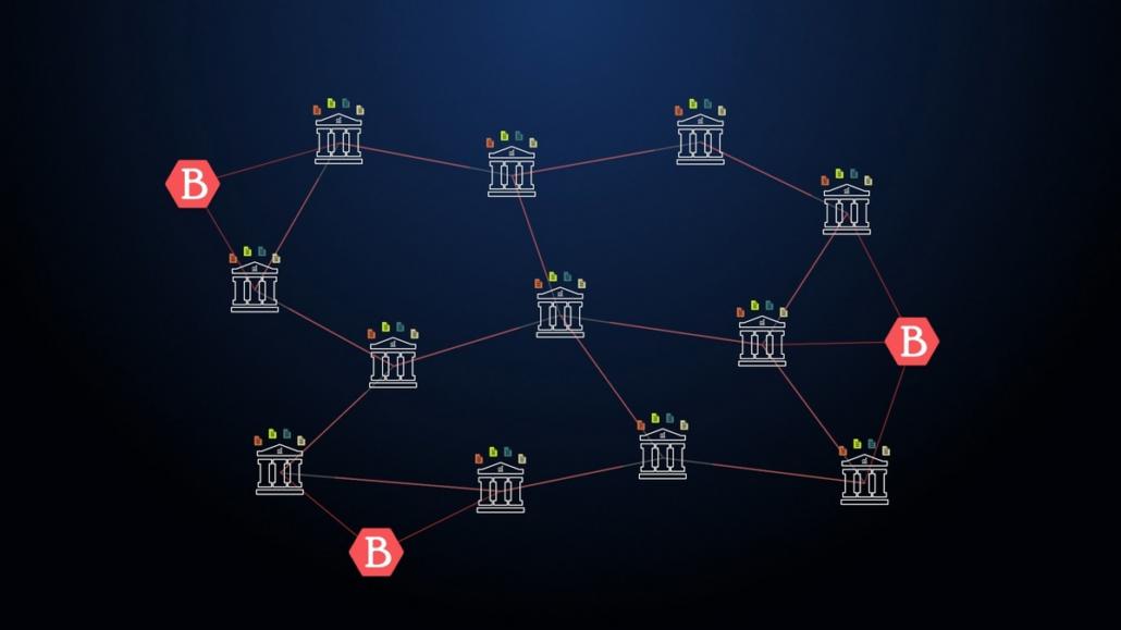 In the image we see a network created with motion design on graphics and lines as part of an explanation video.